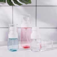 Vente en gros de flacons pulvérisateurs transparents à logo personnalisé de 30 à 80 ml, en plastique coloré, pour une utilisation en voyage