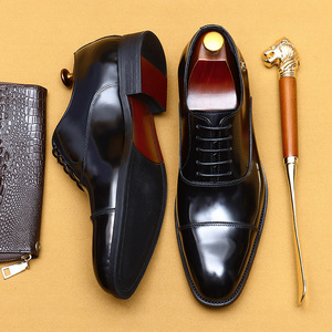 Zapatos Oxford de Vestir para Hombre, de Cuero Genuino, Punta Redonda, Antideslizantes, Transpirables, Acabado Brillante, para Otoño - Product Image 1