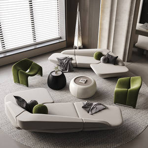 ספה מתנפחת מינימליסטית מודרנית יוקרתית קלה, בעלת פינות מעוגלות לא סדירות, עם מסגרת עץ וספוג, למשרד מכירות או לסלון יופי - Product Image 1