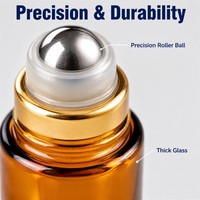 Flacon roll-on en verre ambré anti-UV, flacon à bille en verre rechargeable pour échantillons d'huiles essentielles sérigraphiés, 1ml 2ml 3ml 5ml