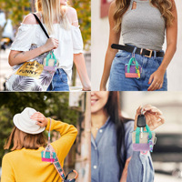Pochette à monnaie et écouteurs en toile avec logo personnalisé, blocs de couleur, mini fermeture éclair, dragonne et porte-clés, pour cadeau souvenir ou de fête