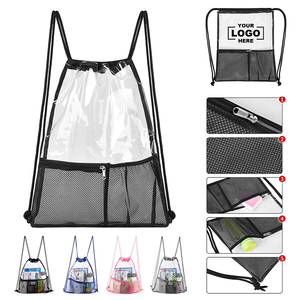 Custom Printed Logo Clear <b>Drawstring</b> Backpack Stadium Approved Transparent String Cinch <b>Bag</b> for Gym Concerts Clear Stadium <b>Bag</b> - Product Image 4