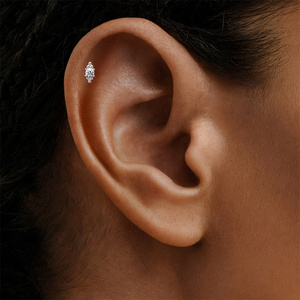 Pendientes de Plata 925 con Moissanita Geométrica, Borla Floral en Forma de S, Colgante de Corazón de Lujo, Parte Trasera Plana, 16G - Product Image 3