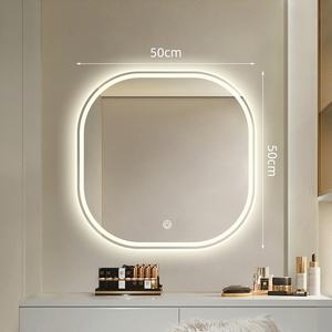 Autocollant mural auto-adhésif pour salle de bain Aucun perçage requis <span class=keywords><strong>Miroir</strong></span> mural en verre pour le lavage du visage Maquillage Toilette Salle de bain - Product Image 3