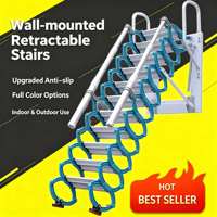 Escalier mural rétractable et pliable personnalisable, échelle à ciseaux en forme de S, vente en gros directe d'usine