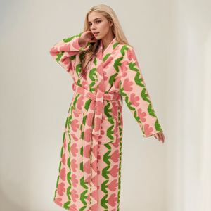 Kimono Invernale Caldo in Flanella Effetto Riso, Accappatoio Lungo in Pile Corallo, Vestaglia <span class=keywords><strong>da</strong></span> <span class=keywords><strong>Notte</strong></span> Comoda per Donne - Product Image 5