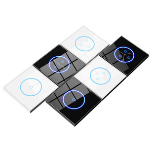 EU Standard 1/2/3 Gang Tuya app Wifi Wireless Crystal Black Glass Panel Touch Screen Wall Light Smart Switch 86*86mm