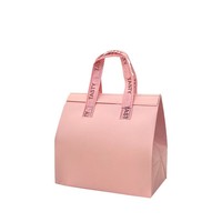 Sac Isotherme Réutilisable pour Livraison Alimentaire, Personnalisable avec Logo, en Non-Tissé Rose, Doublure en Feuille d'Aluminium