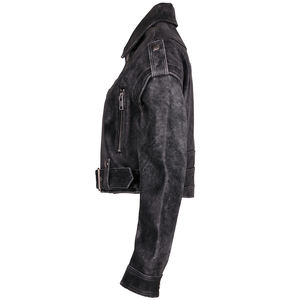 2023 autunno maniche staccabili oversize Moto <span class=keywords><strong>Biker</strong></span> giacca corta <span class=keywords><strong>donna</strong></span> giacca Vintage <span class=keywords><strong>in</strong></span> vera <span class=keywords><strong>pelle</strong></span> da <span class=keywords><strong>donna</strong></span> - Product Image 2