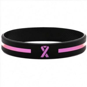 Pulsera de Silicona Personalizada para la Concientización sobre el Cáncer de Mama, con Serigrafía en Relieve - Product Image 4