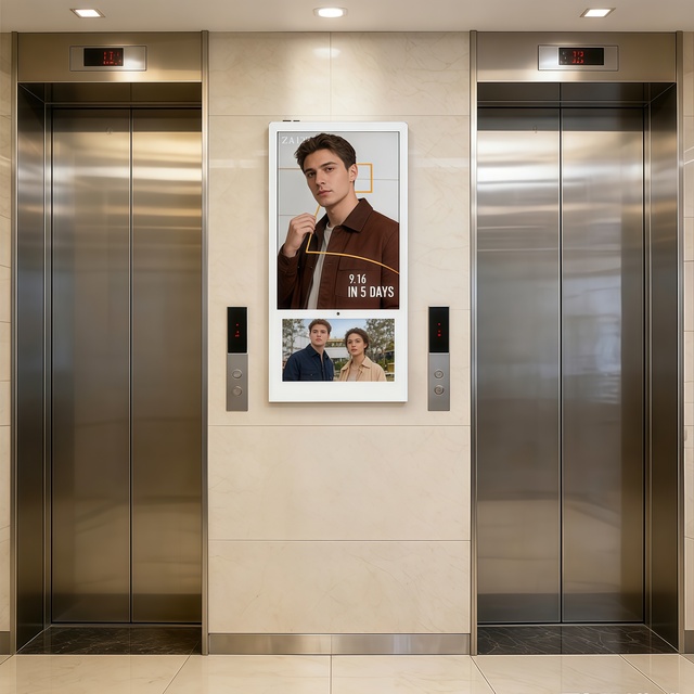 Vivid 4K Animation Advertising Screen for Elevator Interior | Vertical Portrait LCD Digital Signage Touch Screen Free CMS