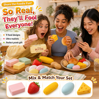 Ensemble de jouets anti-stress souples en forme d'aliments, en matériau TPR, à remontée lente, à presser, motifs beurre, fromage, fraise, maïs, pour garçons