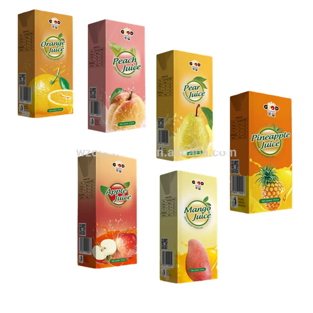 250ml pacote de papel do suco da fruta bebidas do suco do produto de bebidas do fruto tipo bebidas