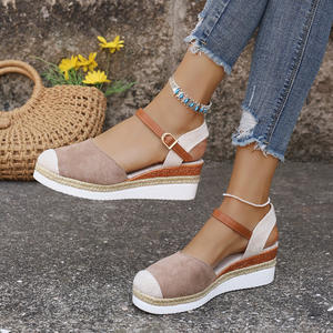 2025 Dropshipping verano nuevas sandalias de plataforma de cuña con punta abierta elástica para mujer de talla grande - Product Image 4