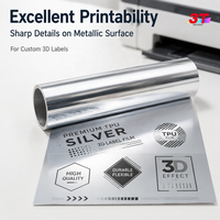 Film de transfert thermique en TPU argenté métallique 3D en relief, impression UV DTF pour vêtements, autocollants personnalisés avec logo en relief