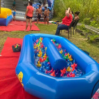 Jeu de Pêche de Canards Gonflable en Plein Air pour Enfants, Fête Amusante, avec Pompe à Eau, pour Piscine ou Étang