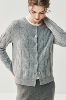 Cardigan en cachemire 100% tricoté pour femmes en automne et en hiver, veste en maille unie, col rond