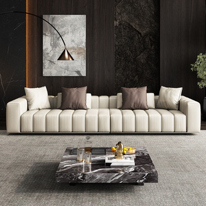 <span class=keywords><strong>Canapé</strong></span> sectionnel en <span class=keywords><strong>cuir</strong></span> de vachette personnalisé de style italien Ensemble minimaliste de luxe pour grand appartement villa salon - Product Image 4