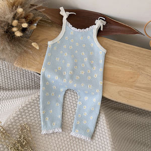 จั๊มสูทลายดอกไม้แบบเกาหลีกางเกงสายเดี่ยวเอี๊ยมกางเกงลำลองฤดูใบไม้ผลิฤดูใบไม้ร่วงชุดเอี๊ยมสำหรับเด็กทารกเด็กผู้หญิง - Product Image 1