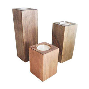 Juego de Portavelas de Madera para Velas de Té con Diseño Geométrico Limpio, Acabado Suave y Tonos Cálidos, Perfecto para una Decoración del Hogar con Estilo - Product Image 2