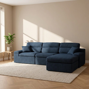 Canapé modulaire en chenille en forme de L surdimensionné avec mémoire de forme, inclinable vers la gauche, compressé sans armature, effet nuage - Product Image 6