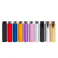 Flacons de parfum en aluminium rotatifs de 5 ml/8 ml/10 ml avec pompe pulvérisatrice en aluminium, coloris rose, bleu, noir