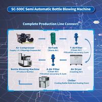 Machine de fabrication de bouteilles PET semi-automatique à 1 cavité, 3-10L, Xinje PLC, multi-tension, garantie d'un an, Sico Machine Easy
