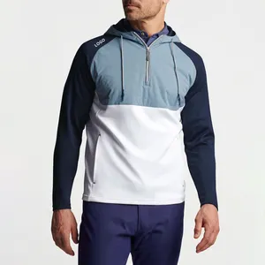 Custom Patchwork 1/4 Pullover Standing Collar Mens 1 4 Quarter Zip Neck Pullover Sweatshirt