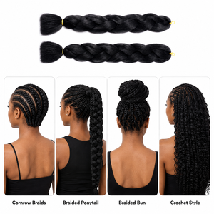 Vente en gros usine : Extensions <span class=keywords><strong>de</strong></span> cheveux synthétiques naturels noirs Jumbo pour tresses, tresses au crochet, queues <span class=keywords><strong>de</strong></span> <span class=keywords><strong>cheval</strong></span> et coiffures africaines - Product Image 6