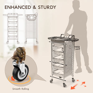 5-दराज लोहे के बाल सैलून कार्ट वर्कटॉप सैलून ट्रॉली के साथ रोलिंग सौंदर्य भंडारण अनुकूलन योग्य हेयरड्रेसर स्पा ट्रॉली - Product Image 5