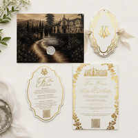 Undangan Pernikahan Elegan Berlapis Emas dengan Amplop untuk Upacara, Bridal Shower, dan Acara Formal