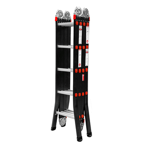 Échelle pliante industrielle moderne en aluminium à 4 marches, portable, pour usage domestique, design léger, capacité 300 kg, pour extérieur et supermarché - Product Image 1