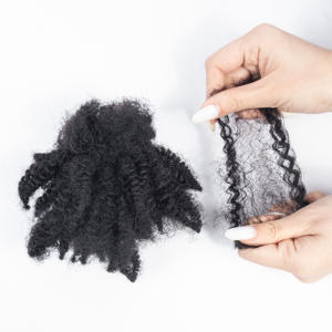 Listo para enviar 100% Virgen Sin procesar Humano Afro Kinky Bulk Hair 10A Grade Natural <span class=keywords><strong>Curly</strong></span> Kinky Hair for Locs - Product Image 6