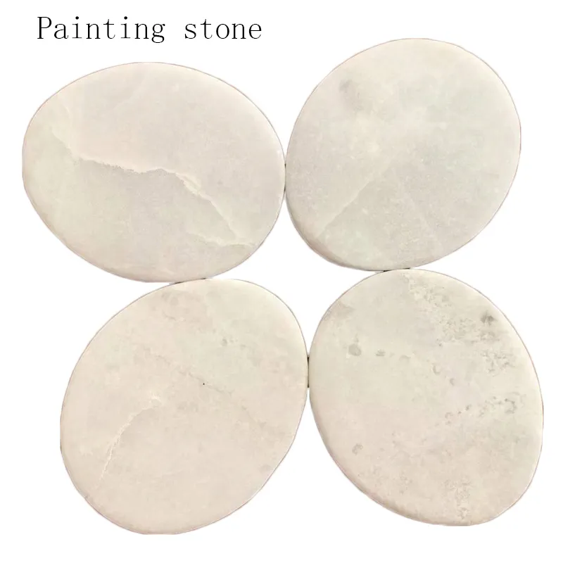 Hot Sale Factory Supplied "Santorini Stone" Smooth Polished White Natural Flat Round Pebble Stone River Rocks For Painting