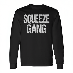 T-shirt a maniche lunghe Squeeze Gang, girocollo nero, taglia unisex per adulti - Product Image 2