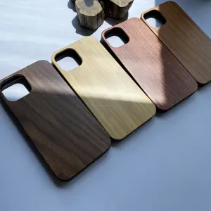 Casing ponsel kayu alami kualitas tinggi casing telepon seluler kayu unik cetak Laser untuk iPhone 14 15 Pro Max penutup telepon seluler kayu
