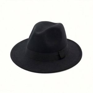 Fashion Men's Stylish Eco-Friendly Promotional 100% Polyester Wide Brim Fedora Printed Band Black <b>Hat</b> - Product Image 1