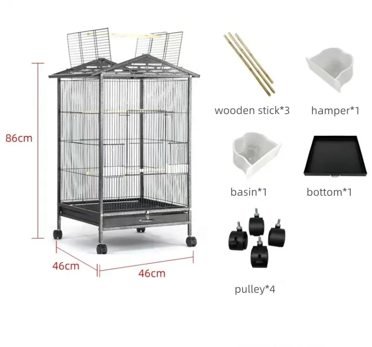 대형 앵무새 케이지 야외 렌치 까치 대담한 사육 빌라 금속 강화 내구성 새 둥지 케이지