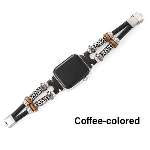 Applicable <span class=keywords><strong>pour</strong></span> <span class=keywords><strong>Apple</strong></span> <span class=keywords><strong>Watch</strong></span> 7 38/40/42/44/41/45mm Bracelet de montre Bracelet de style ethnique Bracelet en cuir - Product Image 2