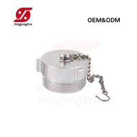 Vente en gros de raccords NPT en aluminium standard américain 2-1/2" NH, capuchon d'hydrant d'incendie en laiton avec couvercle vierge, bouchon de protection d'hydrant d'incendie et chaîne
