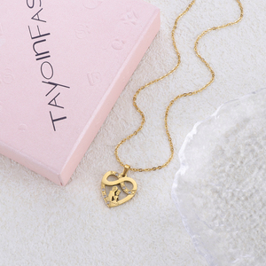 Collar con colgante de corazón chapado en oro 304 316 con circonita cúbica, joyería romántica para mujer, regalo de compromiso - Product Image 6