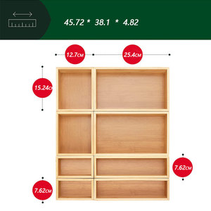 Juego de Cajas de Almacenamiento de Bambú con 8 Compartimentos, Organizador de Escritorio Multifuncional, Bandeja con Cajones, Soporte para Papelería de Oficina, Rectangular de Madera Sólida - Product Image 2