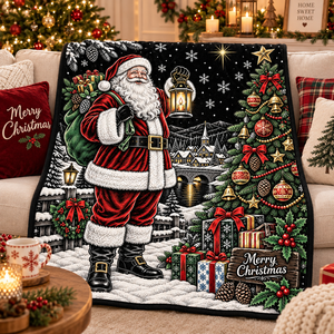 Manta de Franela Estampada de Santa Claus para Navidad, Rectangular, Antipelusas, Decoración del Hogar, Estilo Clásico de Invierno - Product Image 4