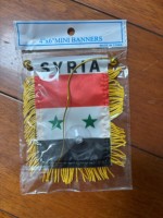 Expédition rapide, nouveau drapeau miniature de voiture en polyester 100% pour la Syrie, à suspendre à la fenêtre, pour la décoration du rétroviseur