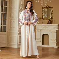 Robe ethnique à manches longues 4221, robe élégante brodée de perles, nouvelle jupe de mode de luxe
