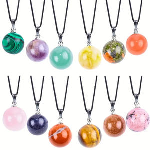 Chaude 16mm Nature Pierre Boule Ronde Pendentif <span class=keywords><strong>Poinçon</strong></span> Rond Collier Accessoires Coloré Boule De Cristal Améthyste Agate Collier pour Diy - Product Image 1