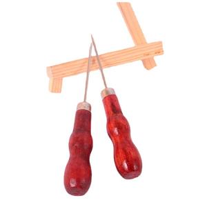 Poinçon à manche en bois rouge, outil de bricolage pour le travail du cuir, crochet double gourd à manche en bois, aiguille à coudre. - Product Image 4