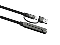 Câble de charge rapide 240W 2-en-1 USB-C avec support de téléphone pliable et réglable, conducteur en cuivre étamé tressé, conception durable pour