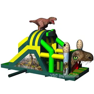 Uso commerciale gonfiabile grande 3D dinosauri Combo castello rimbalzante Moonwalk Palm Bounce House con doppio scivolo piscina per la vendita