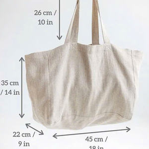 Grand sac fourre-tout en lin vintage pour femme - Sac de courses spacieux avec design personnalisable - Product Image 4